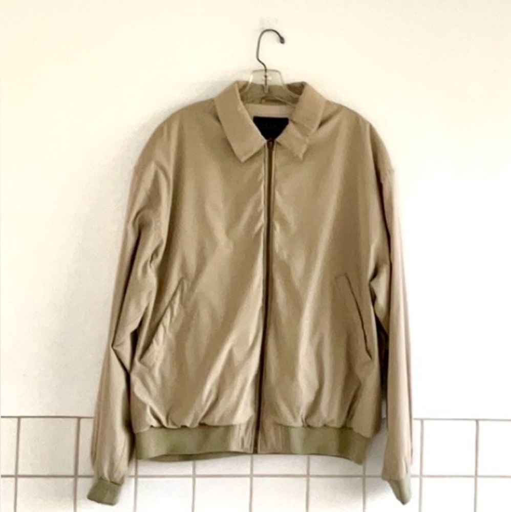 Hathaway Men’s Lined Bomber Jacket Khaki Zip Front  XL